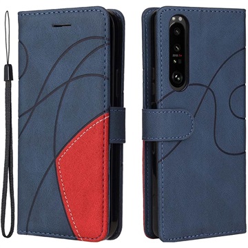 Tweekleurige Serie Sony Xperia 1 III Portemonnee Hoesje - Blauw