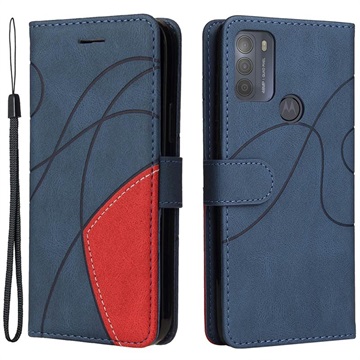 Bi-Color Series Motorola Moto G50 Portemonnee Hoesje - Blauw