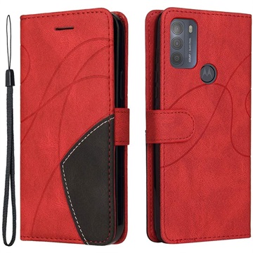 Bi-Color Series Motorola Moto G50 Portemonnee Hoesje - Rood