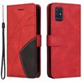 Bi-Color Series Samsung Galaxy A51 Wallet Case - Rood