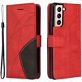 Bi-Color Series Samsung Galaxy S21 5G Portemonnee Hoesje - Rood