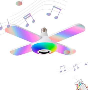 Bluetooth RGB Muziek Plafond LED Lamp met 4 Opvouwbare Bladeren - E27