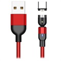 Gevlochten Roterende Magnetische Usb Type-C Kabel - 2m - Rood