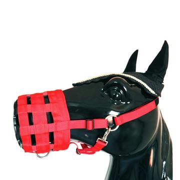 Ademende paarden muilkorf voor grazen - Maat M - Rood