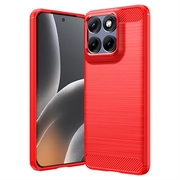 Motorola Edge 70 Fusion/70 Fusion+ Geborsteld TPU Hoesje - Koolstofvezel - Rood