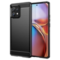 Motorola Edge 40 Pro/Edge+ (2023) Geborsteld TPU Hoesje - Koolstofvezel - Zwart