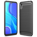 Xiaomi Redmi 9A Geborsteld TPU Hoesje - Koolstofvezel - Zwart