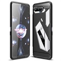 Asus ROG Phone 5 Geborsteld TPU-Hoesje - Carbon Fiber - Zwart