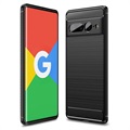 Google Pixel 7 Pro Geborsteld TPU Case - Koolstofvezel - Zwart