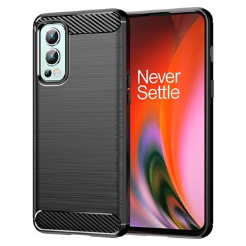 OnePlus Nord 2 5G Geborsteld TPU Case - Koolstofvezel - Zwart