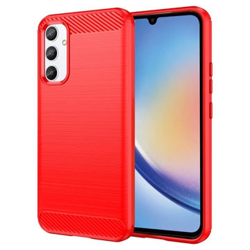 Samsung Galaxy A34 5G Geborsteld TPU Hoesje - Koolstofvezel