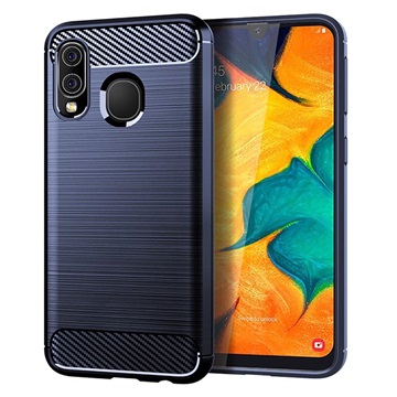 Samsung Galaxy A40 Geborsteld TPU Hoesje - Koolstofvezel
