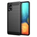 Samsung Galaxy A71 Geborsteld TPU Case - Koolstofvezel