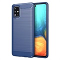 Samsung Galaxy A71 Geborsteld TPU Case - Koolstofvezel