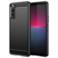 Sony Xperia 10 V Geborsteld TPU Hoesje - Koolstofvezel