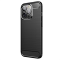 iPhone 13 Pro Geborsteld TPU Case - Koolstofvezel - Zwart