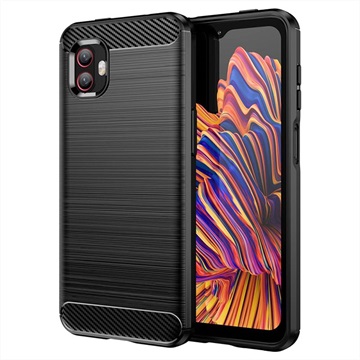 Samsung Galaxy Xcover6 Pro Brushed TPU Case - Carbon Fiber - Zwart