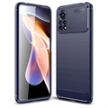 Xiaomi Poco X4 Pro 5G Geborsteld TPU Hoesje - Koolstofvezel - Blauw