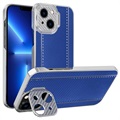 CamStand iPhone 13 Hybrid Hoesje - Koolstofvezel - Blauw