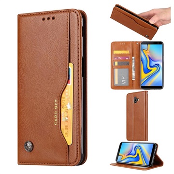 Card Set Series Samsung Galaxy J6+ Portemonnee Hoesje - Bruin