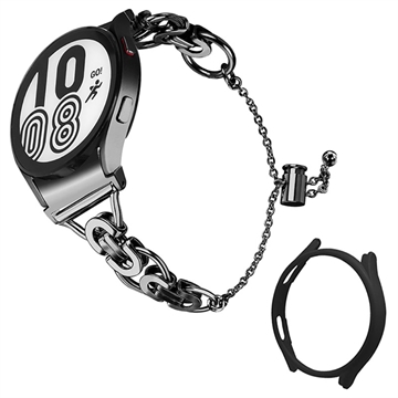 Samsung Galaxy Watch5 Hoesje & Roestvrij Staal Bandje - 44mm - Zwart