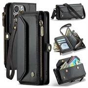 iPhone 15 Pro CaseMe C36 RFID-blokkerende portemonneehoes - Zwart