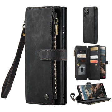 Caseme C30 Multifunctionele Samsung Galaxy S22 Ultra 5G Portemonnee Hoesje - Zwart