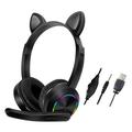 Cat Ears AKZ-020 Bedrade Over-Ear koptelefoon voor kinderen / Gaming-koptelefoon met microfoon - Zwart