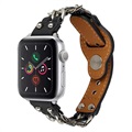Apple Watch Series 9/8/SE (2022)/7/SE/6/5/4/3/2/1 Leren Band met Ketting - 41mm/40mm/38mm - Zwart