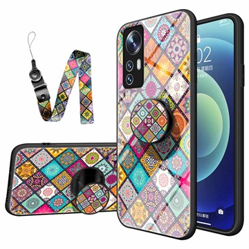 Checkered Pattern Xiaomi 12/12X Hybride Hoesje - Kleurrijke Mandala