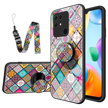 Checkered Pattern Xiaomi Redmi 10C Hybride Hoesje - Kleurrijke Mandala