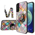 Checkered Pattern Samsung Galaxy S21 5G Hybride Hoesje - Kleurrijke Mandala