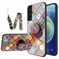 Checkered Pattern Samsung Galaxy S22 5G Hybride Hoesje - Kleurrijke Mandala