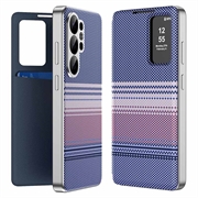Samsung Galaxy S26 Ultra Smart View-fliphoes met ruitjespatroon en kaartsleuf - Paars