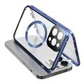 Compatibel met MagSafe Case voor iPhone 15 Pro Magnetisch metalen frame + dubbelzijdige telefoonhoes van gehard glas met gespsluiting