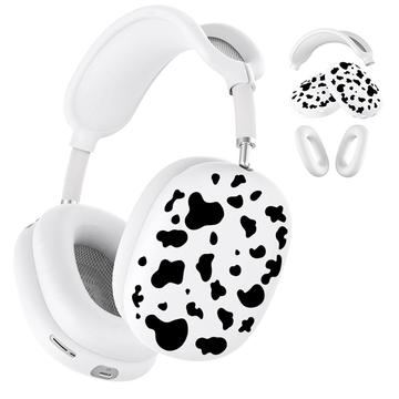 3-in-1 beschermset met koeienpatroon voor AirPods Max - Wit / Zwart