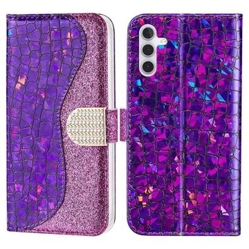 Croco Bling Serie Samsung Galaxy A14/A14 5G Portemonnee Hoesje - Paars