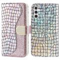 Croco Bling Serie Samsung Galaxy A14/A14 5G Portemonnee Hoesje - Rosé goud