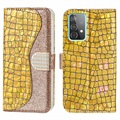 Croco Bling Serie Samsung Galaxy A52 5G, Galaxy A52s Wallet Case - Goud