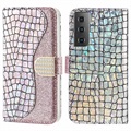 Croco Bling Serie Samsung Galaxy S21 FE 5G Wallet Case - Rose Gold