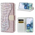 Croco Bling Serie Samsung Galaxy S21 5G Portemonnee Hoesje