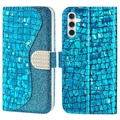 Croco Bling Serie Samsung Galaxy A14 Portemonnee Hoesje - Blauw