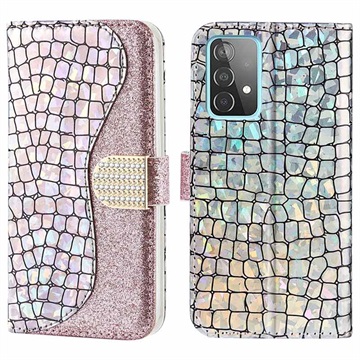 Croco Bling Serie Samsung Galaxy A33 5G Wallet Case - Rose Gold