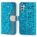 Croco Bling Serie Samsung Galaxy A34 5G Portemonnee Hoesje - Blauw