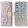 Croco Bling Serie Samsung Galaxy A34 5G Portemonnee Hoesje - Rose Gold