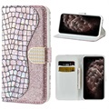 Croco Bling Serie iPhone 12 Pro Max Wallet Case - Rose Gold