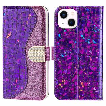 Croco Bling Serie iPhone 14 Portemonnee Hoesje