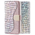 Croco Bling Samsung Galaxy A50 Wallet Case - Zilver