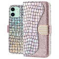 Croco Bling iPhone 11 Wallet Case - Zilver