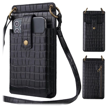 Crocodile Pattern Crossbody Telefoontas met Make-upspiegel